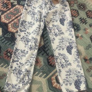 Reformation Blue Floral Jeans